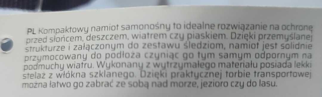 Namiot plażowy samorozkładający Utendors pop up