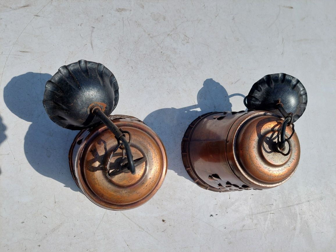 2 lampy miedziane rustykalne