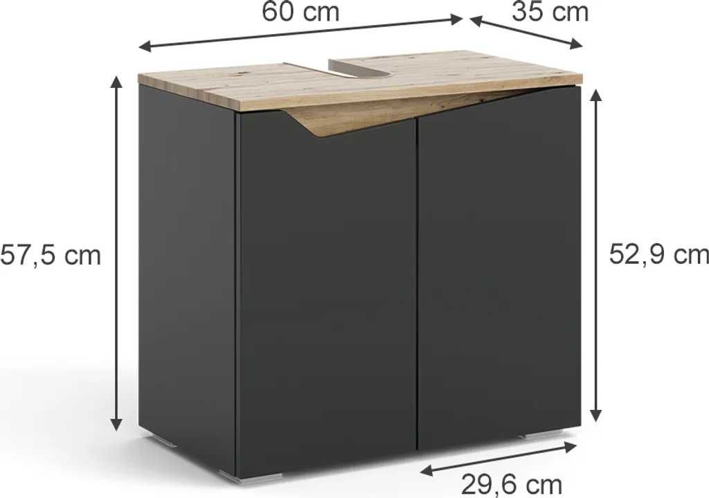 Szafka pod umywalkę Marelle 60 x 57  Antracyt/Dąb rzemieślniczy