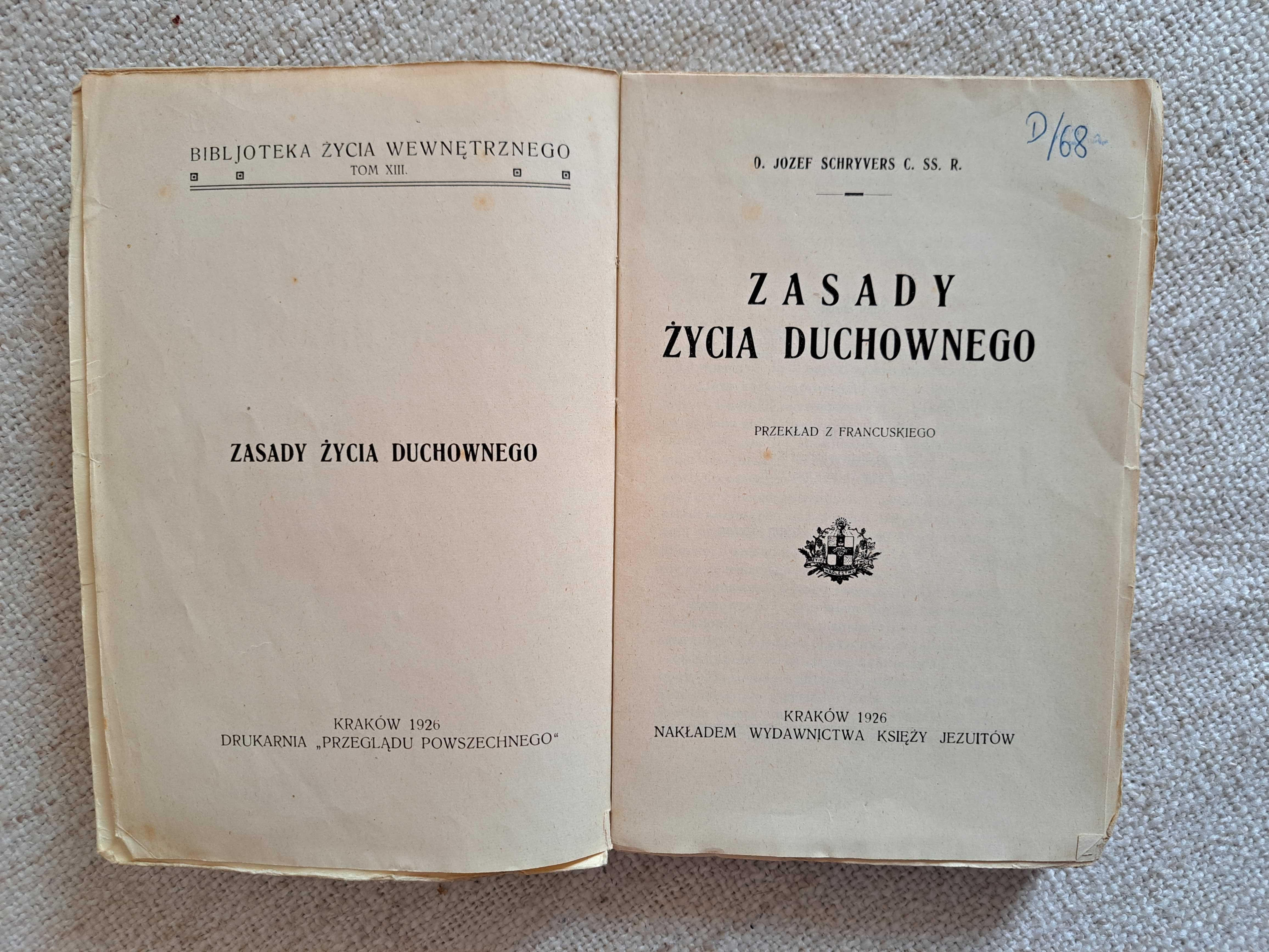 1926 rok. Zasady życia duchownego. Schryvers