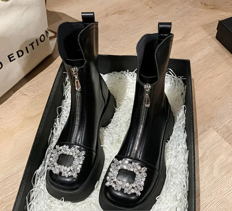 Женские Челси-ботинки с квадратным носком, ботинки демисезонные