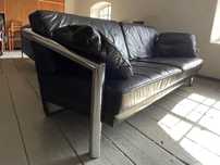 Postmodernistyczna,brutalistyczna skórzana sofa lata80.Vintage,design