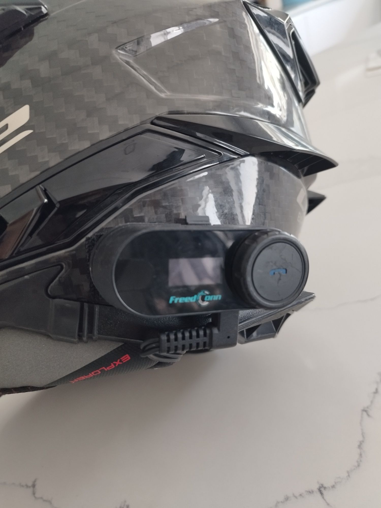 Capacete LS2 explorer carbono com intercomunicador