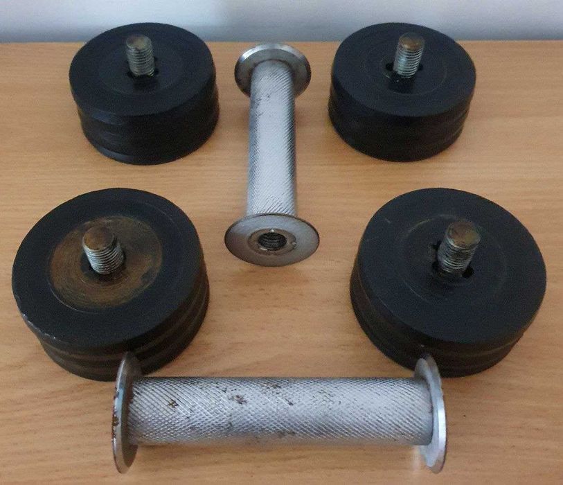 Набір з 2 розбірних гантелей, обрезиненные диски