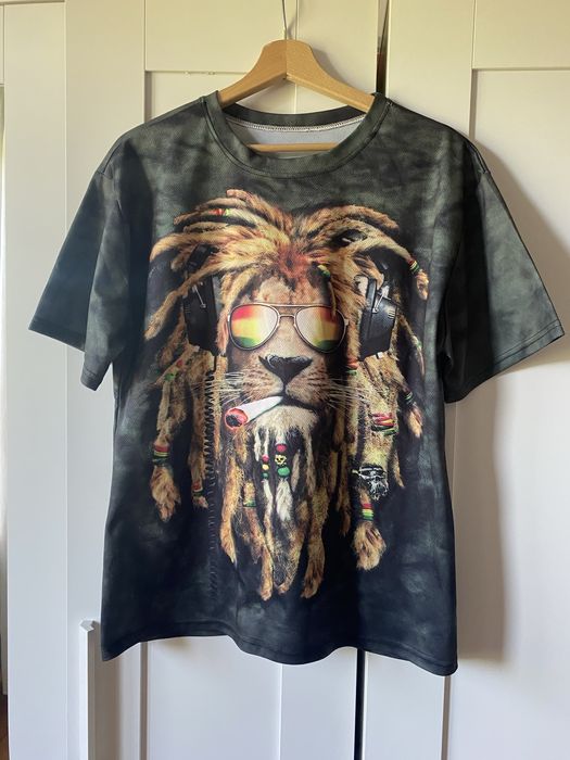 Męski t-shirt bluzka z krótkim rękawem lew rasta lion reagge