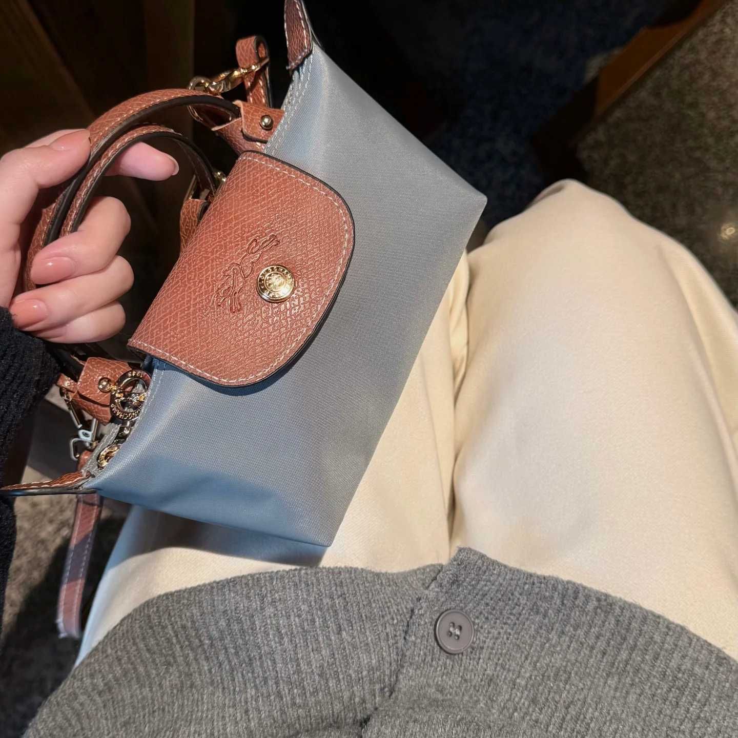 Torebka do makijażu Le Pliage Original Szary jasny