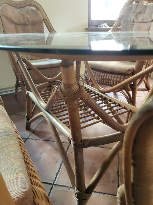 Zestaw ratanowy stół + 6 foteli do ogrodu, na taras