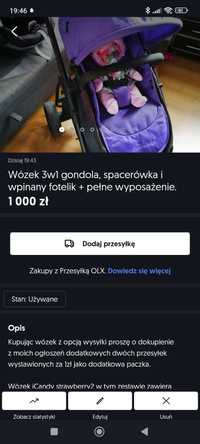 Wózek iCandy  Strawberry - Dodatkowa Paczka