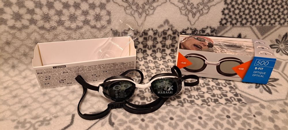 Nowe Okularki Pływackie Korekcyjne Przydymione Szkła Nabaiji 500