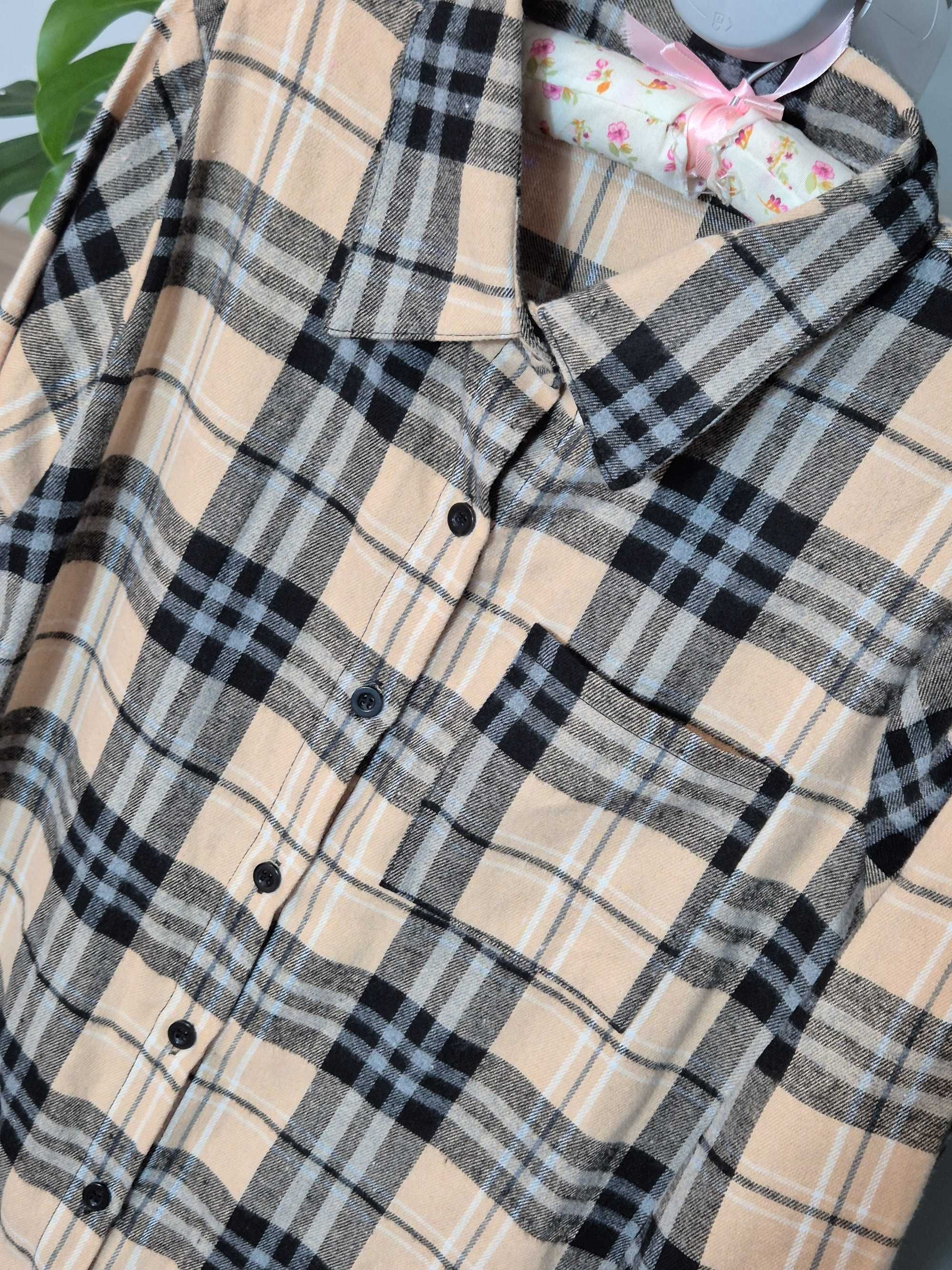 Długa koszula damska w krate Zara XL 42 oversize plus size sukienka