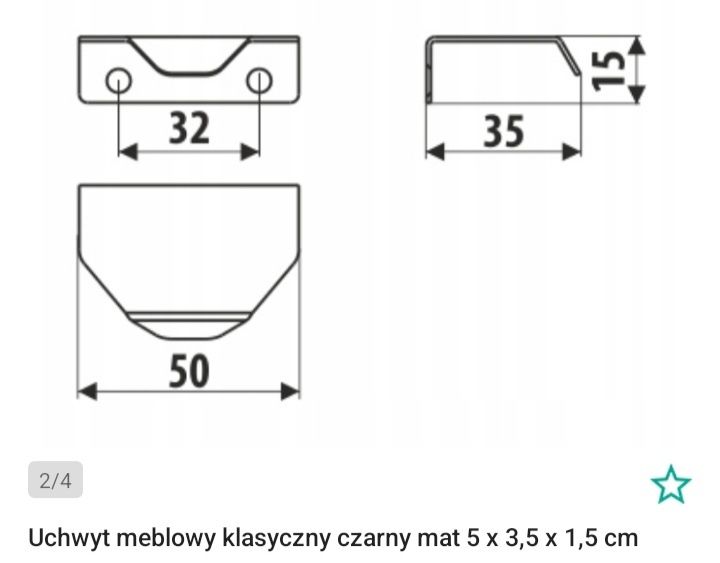 Uchwyt meblowy 32mm czarny super mat metal metalowy industrial loft st