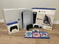 Konsola PlayStation 5 wraz z Czarnym Padem DualSense oraz grami!