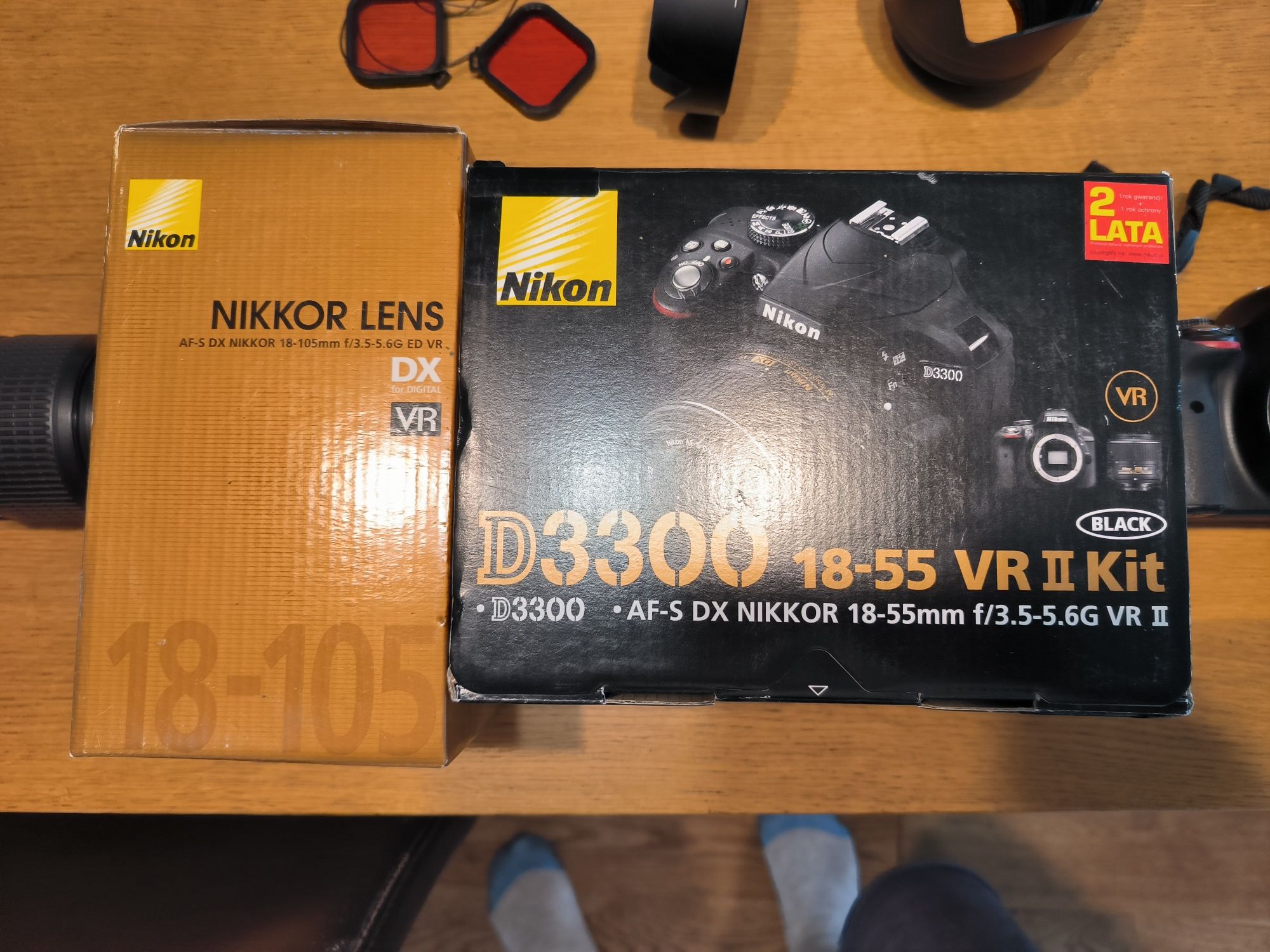 Nikon S3300, Nikkor 18-105 mm, zestaw
- obiektyw AF-S Nikkor 18-105 mm