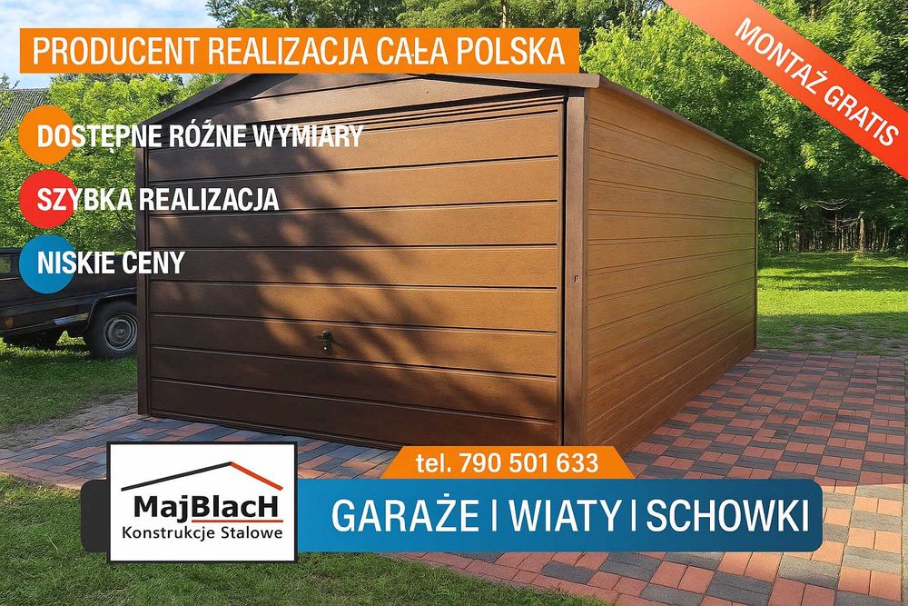 TANI Garaż Blaszany 3x5 Drewnopodobny | Garaże Blaszane – Maj-Blach