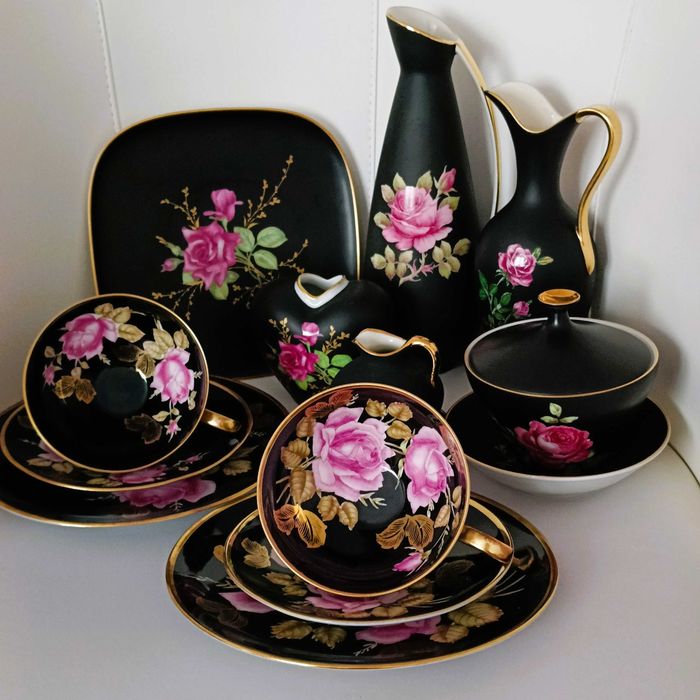 **filiżanka TRIO czarna porcelana Arzberg vs. R.Wächter 1960_1969
