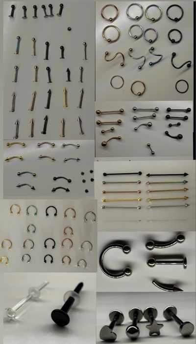 Piercings 1.2 e 1.0 mm (aço ,vidro e titanio)