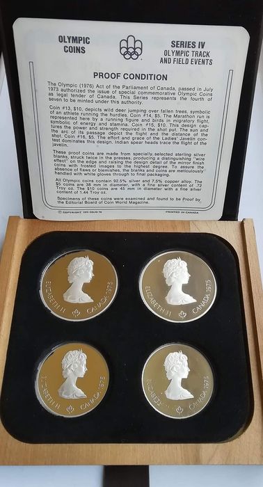 Канада набір 5 та 10 $ 1975р. Олімпіада в Монреаль. ПРУФ. СРІБЛО.