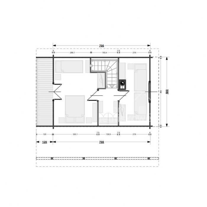 Drewniany domek letniskowy Alicja II 62+40m2-ROD, ośrodek wypoczynkowy