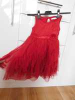 Czerwona śliczna sukienka, sukieneczka 18-24 mies., tiul, święta
