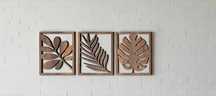 3 peças arte decorativa em madeira(30X22cm cada)
