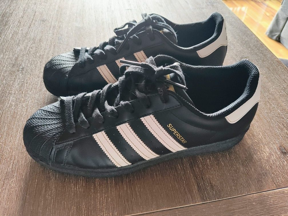 Adidas Super Star buty skórzane czarne