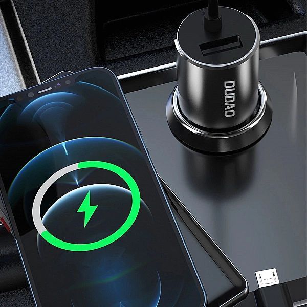 Dudao 3w1 ładowarka samochodowa Usb 3,4 A wbudowany kabel Lightning /