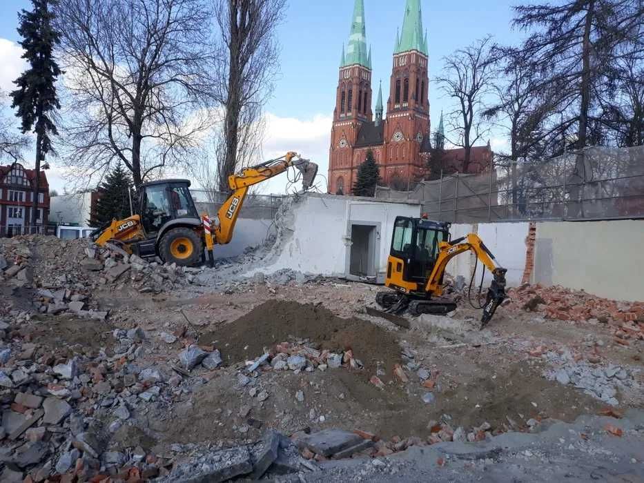 Wyburzenia  wyburzanie usługi sprzętem ciężkim , minkoparka