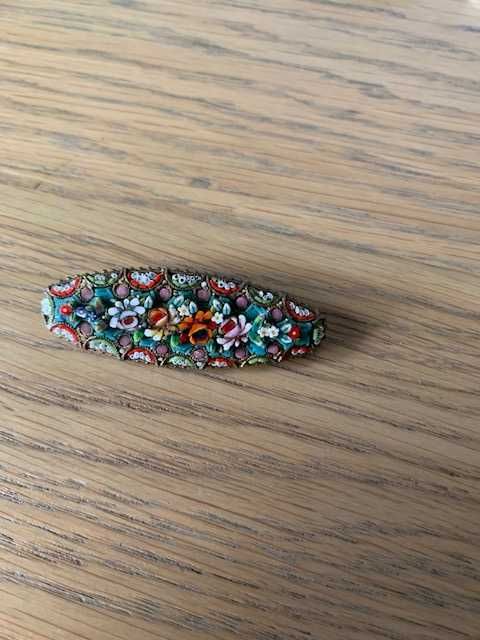 Unikalna broszka vintage z mikromozaiki Millefiori