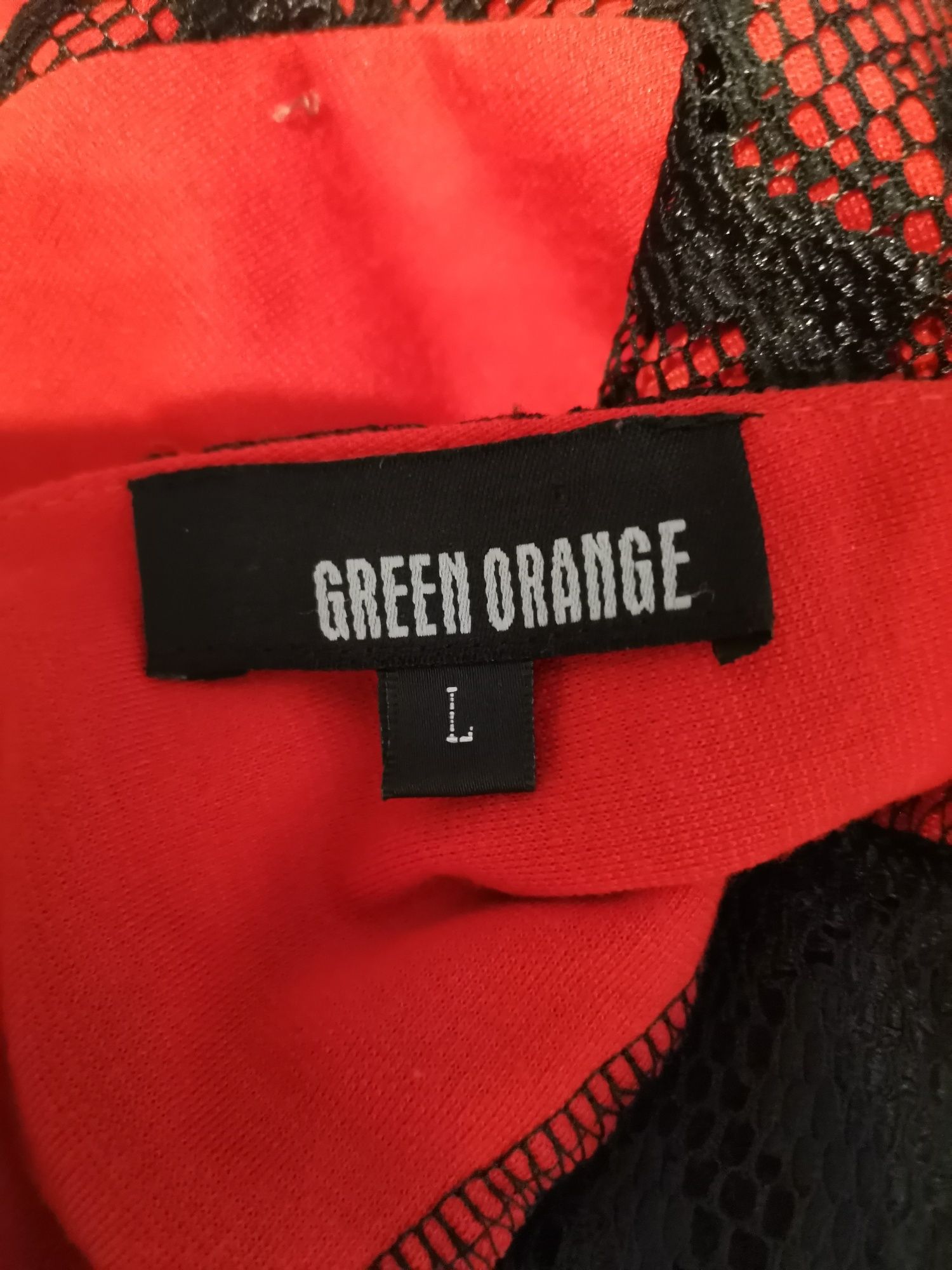 Piękna, dopasowana sukienka damska Green Orange rozm L, czerwona, nowa