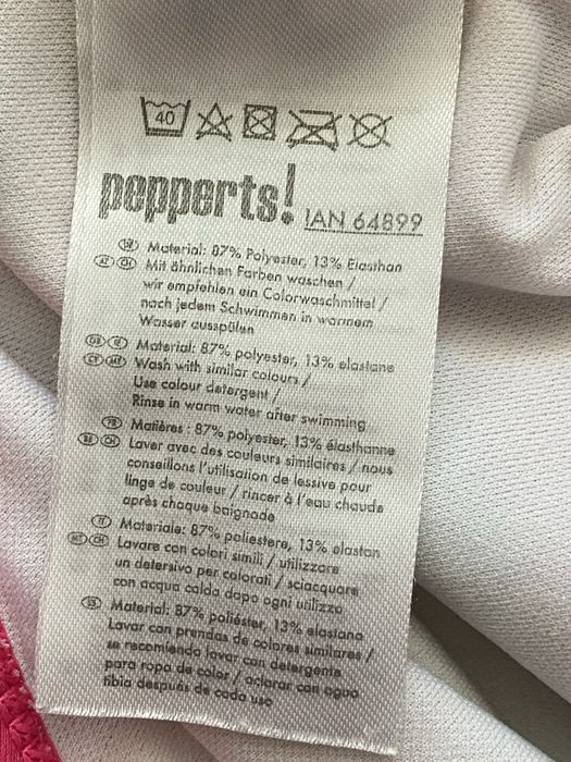 Pepperts 13 14 lat 158 164 damski różowy paski jednoczęściowy kostium
