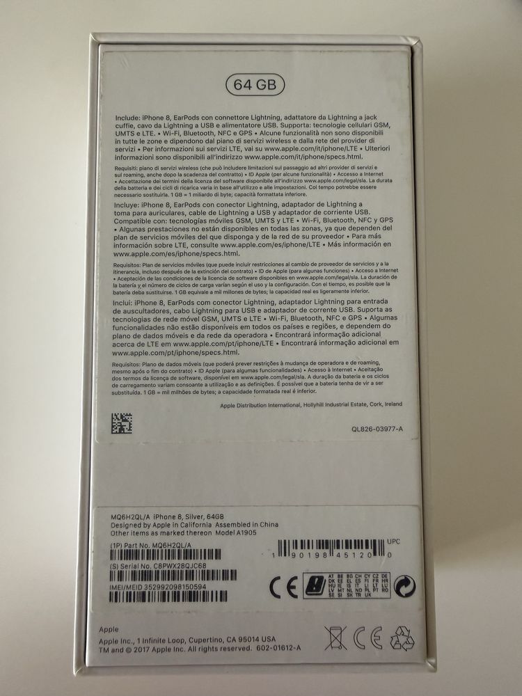 iPhone 8 64GB branco com acessórios