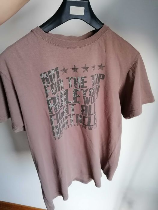 No name brązowy t-shirt napisy 40/L