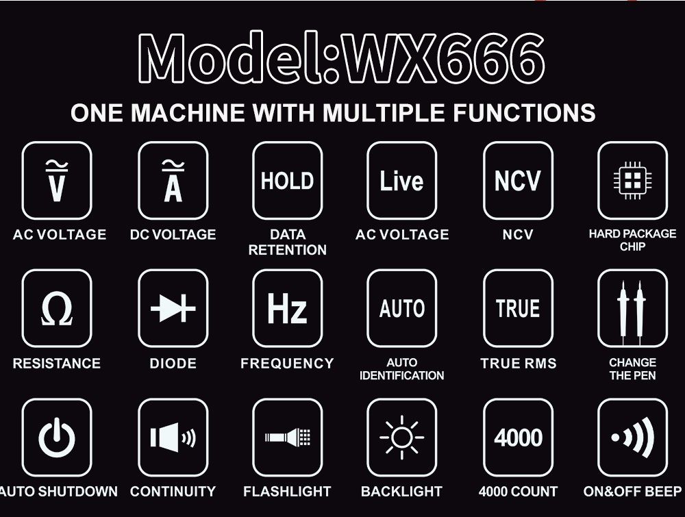 QHTITEC WX666 цифровий міні-мультиметр з NCV
 з функцією утримання дан