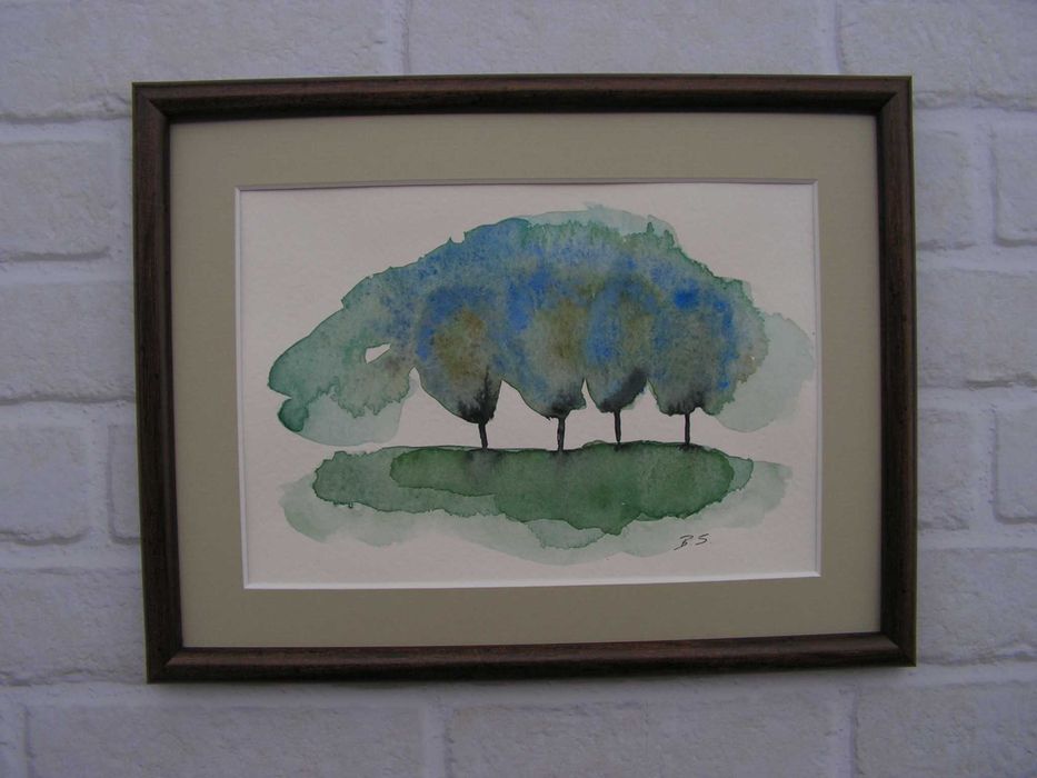 Akwarela "Drzewa V" - oprawiona
