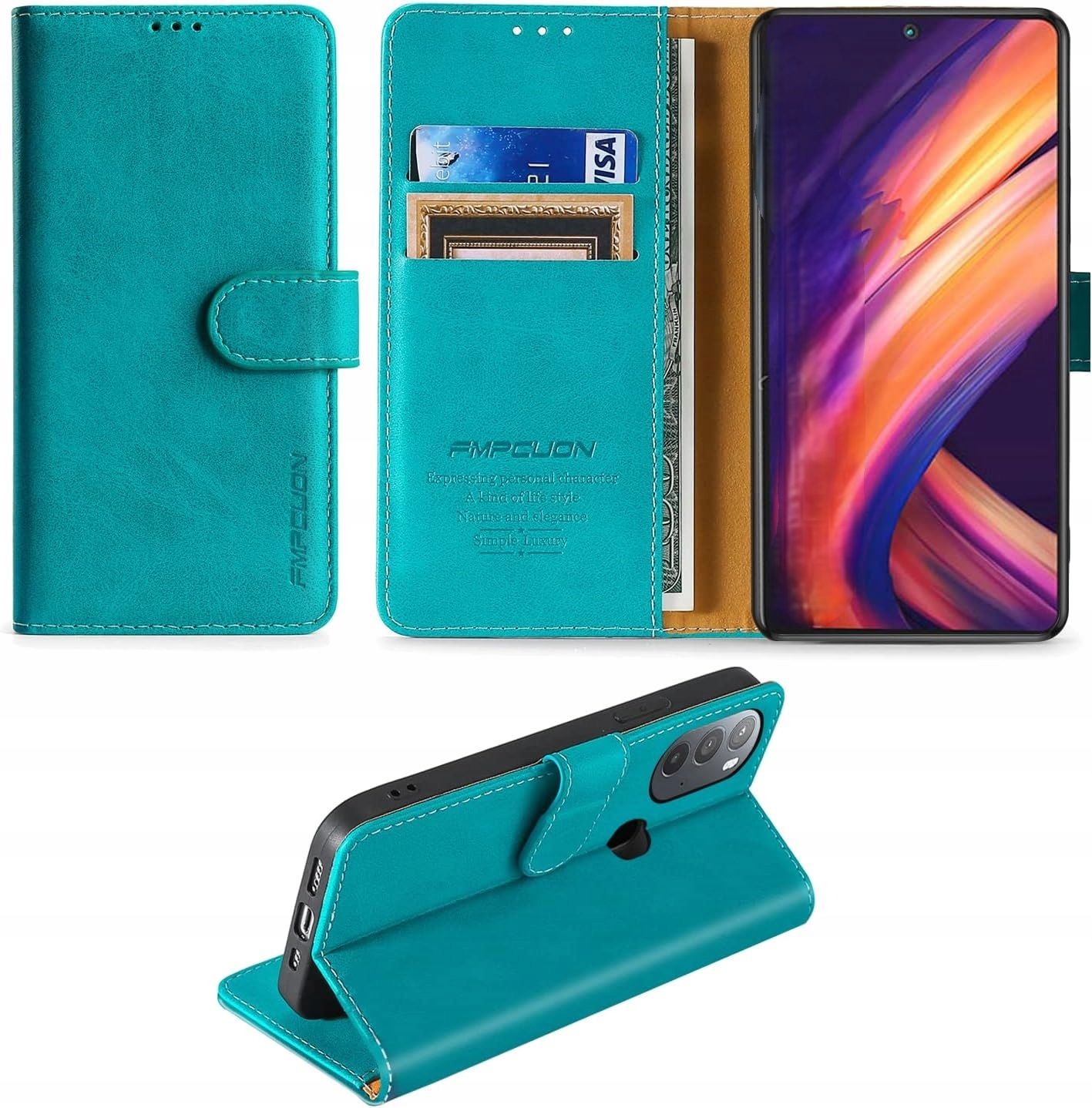 etui do motorola edge 2021, skórzane, premium z klapką zielone