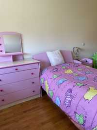 Conjunto cama cor de rosa