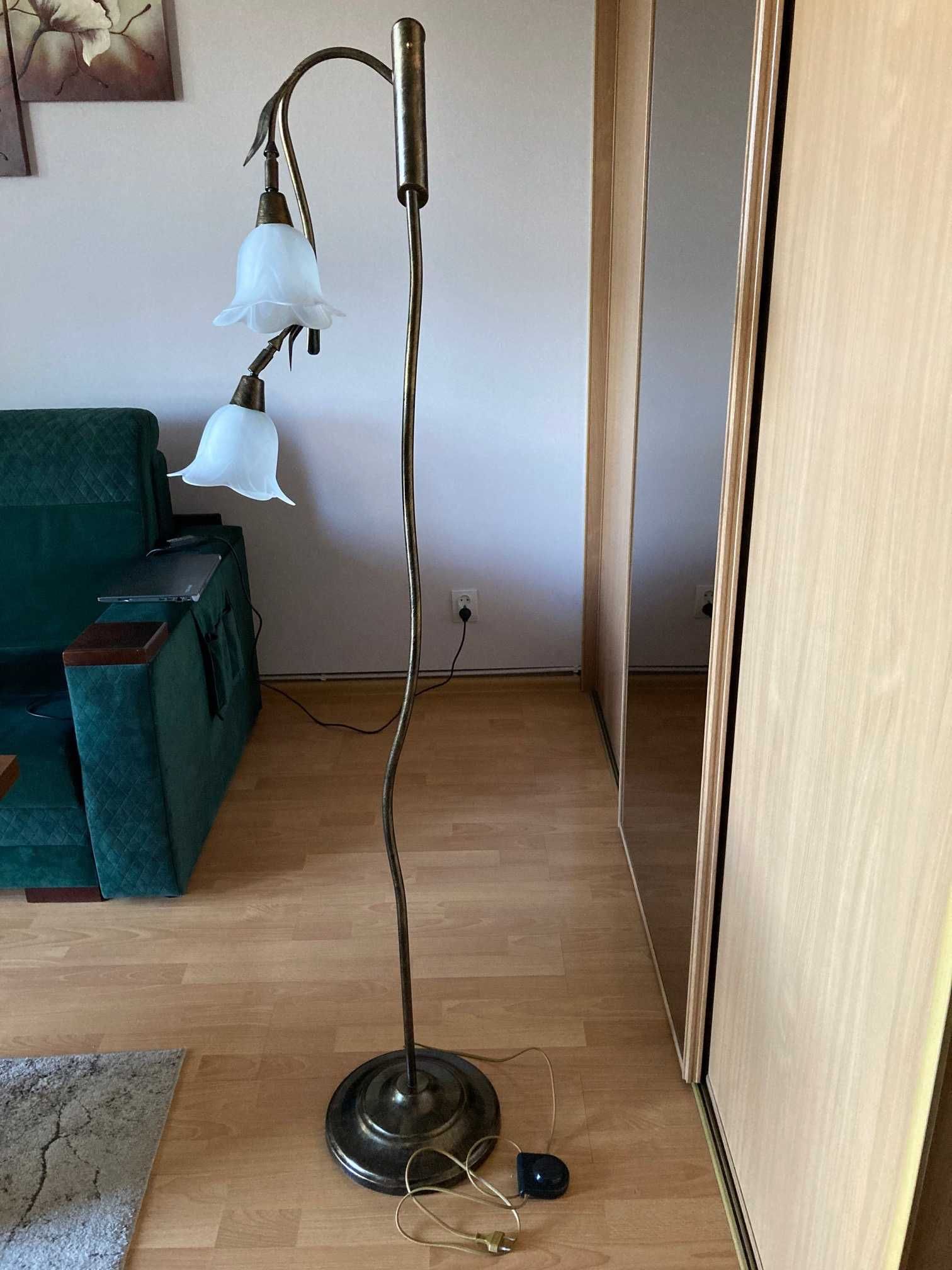 lampa wiszaca + lampa stojąca mosiadz antyczny