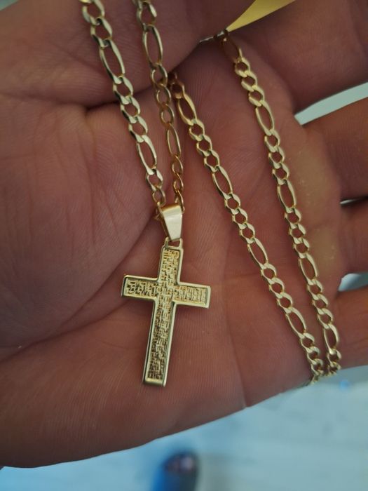 Złoty krzyż waga 2.60 g 585 próba piekny wzór