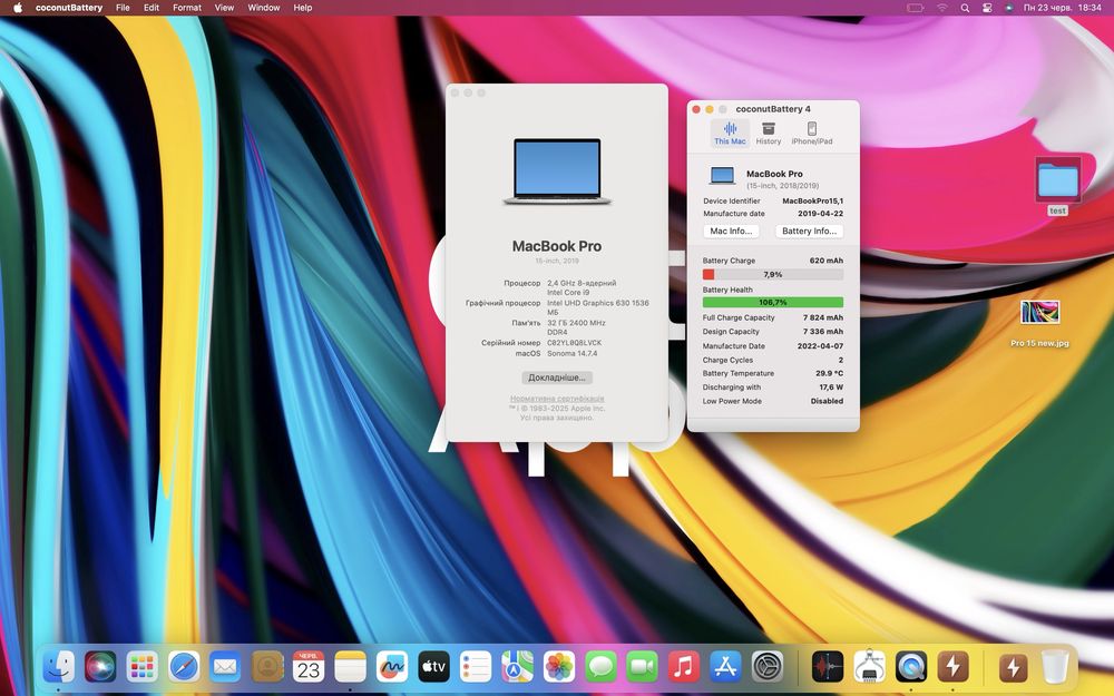 Ноутбук MacBook Pro 15” 2019 i9 32 ОЗУ, 256 SSD стан  9.5/10 #48410