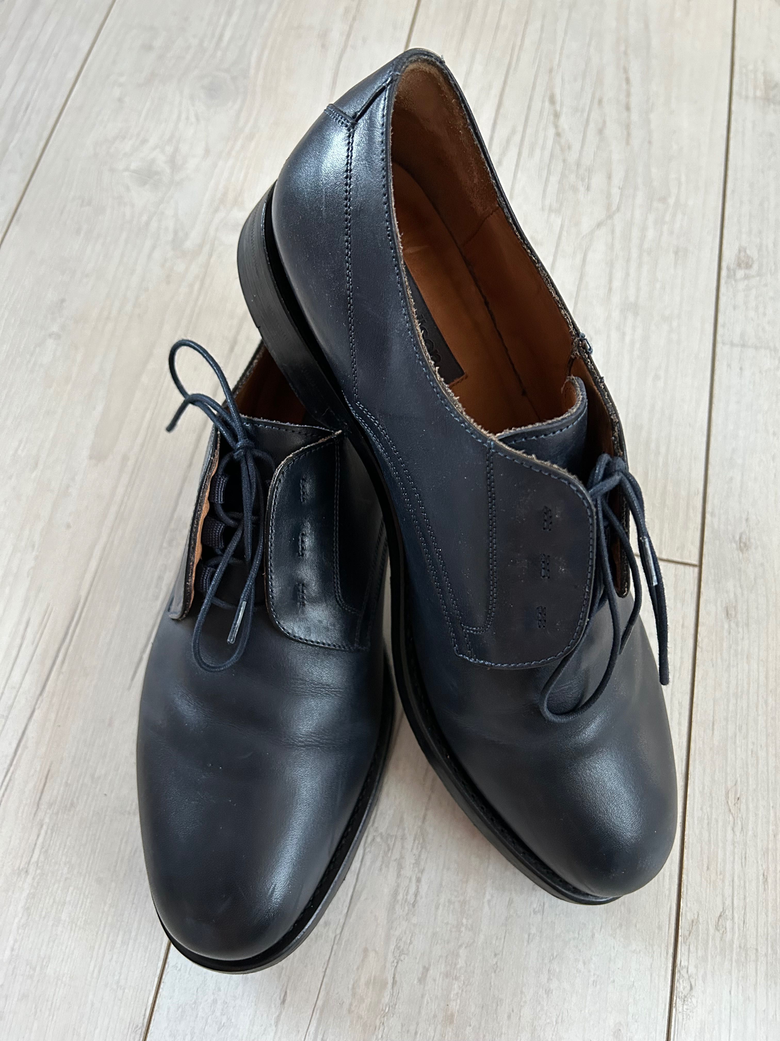 Buty męskie, skóra naturalna, ciemny granat, rozmiar 41