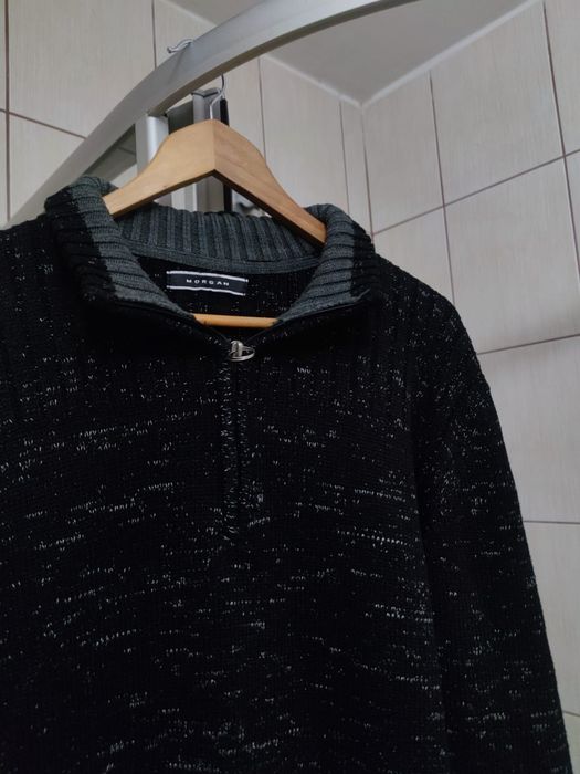 Sweter Morgan XL  bawełniany czarny ciemny bawełna bluza hoodie rozpin