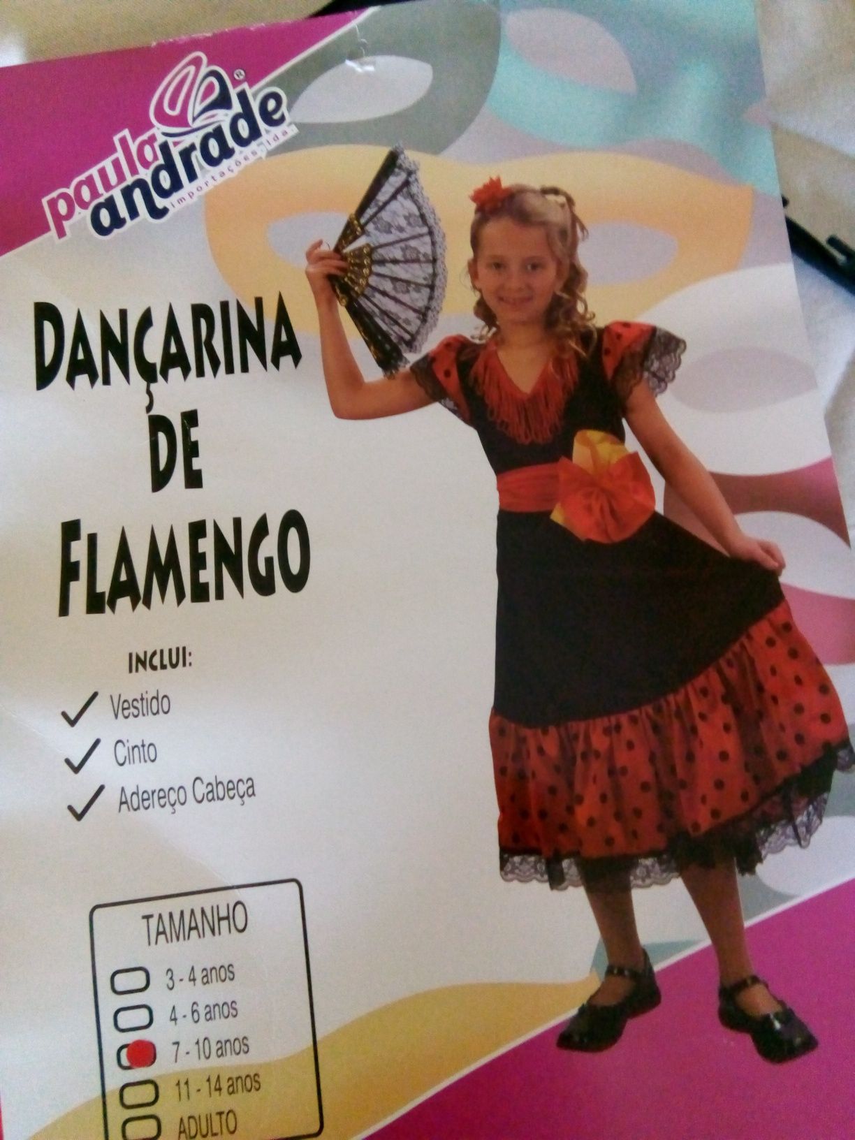 Roupa de carnaval 7-10anos dançarina de Flamengo