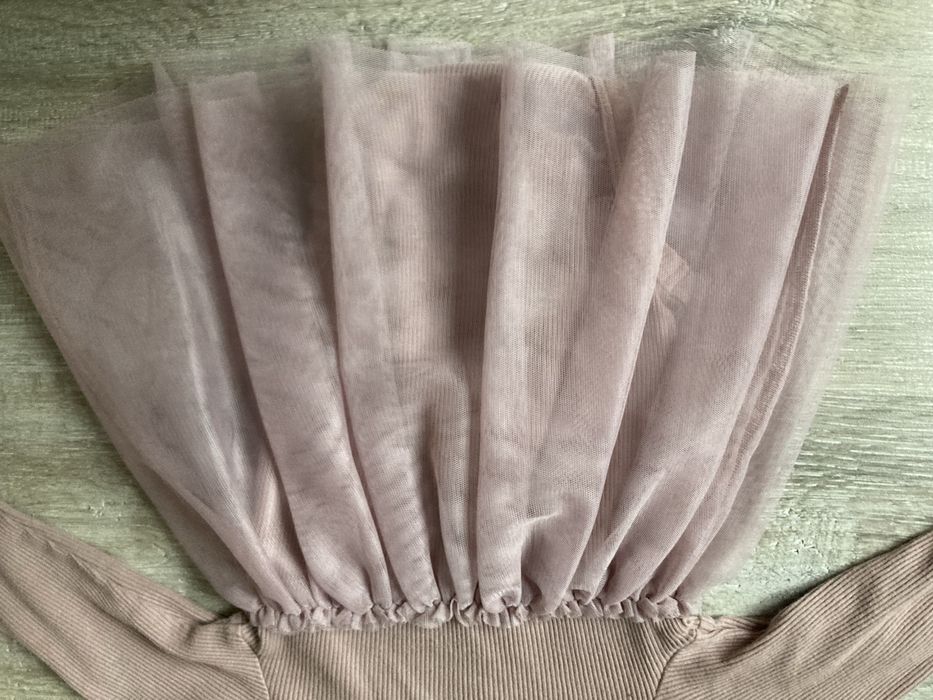 Body z tiulem H&M rozm.68 bawełna organiczna - stan idealny