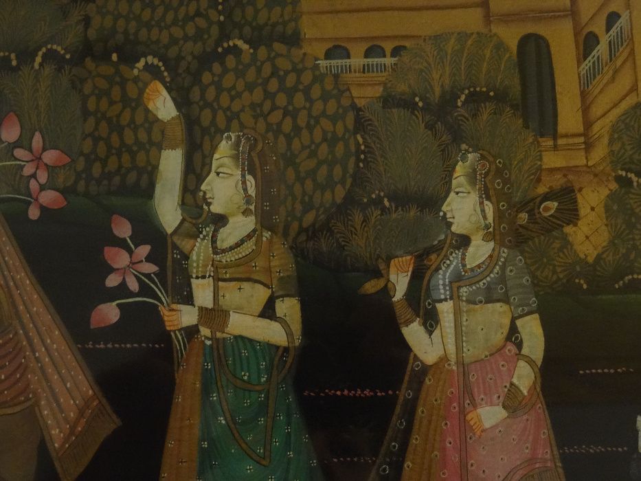 PINTURA INDIANA em pano de Seda ∟ Krishna & Consortes
