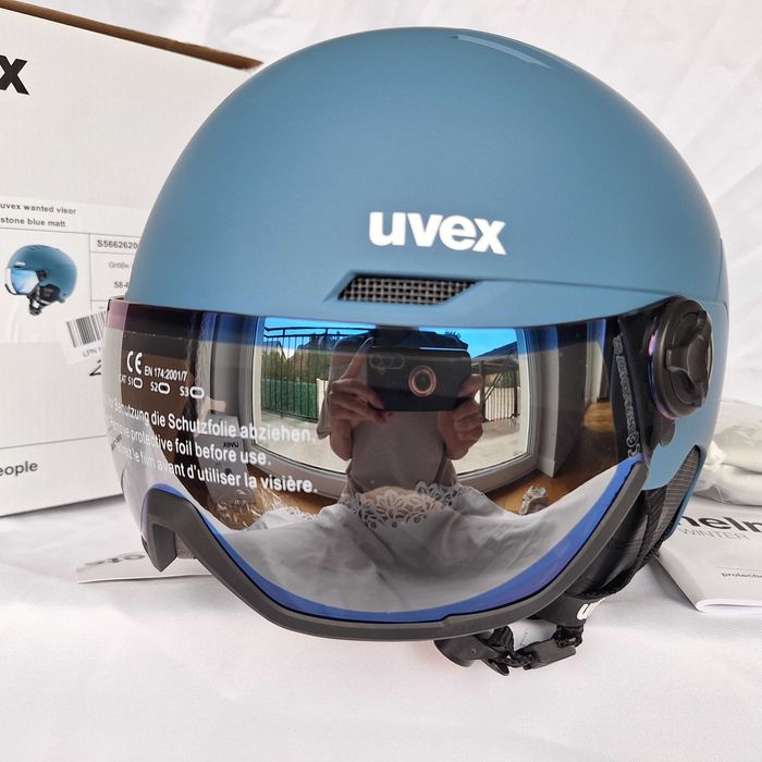 Kask narciarski Uvex Wanted Visor Stone Blue Matt L 58-61cm