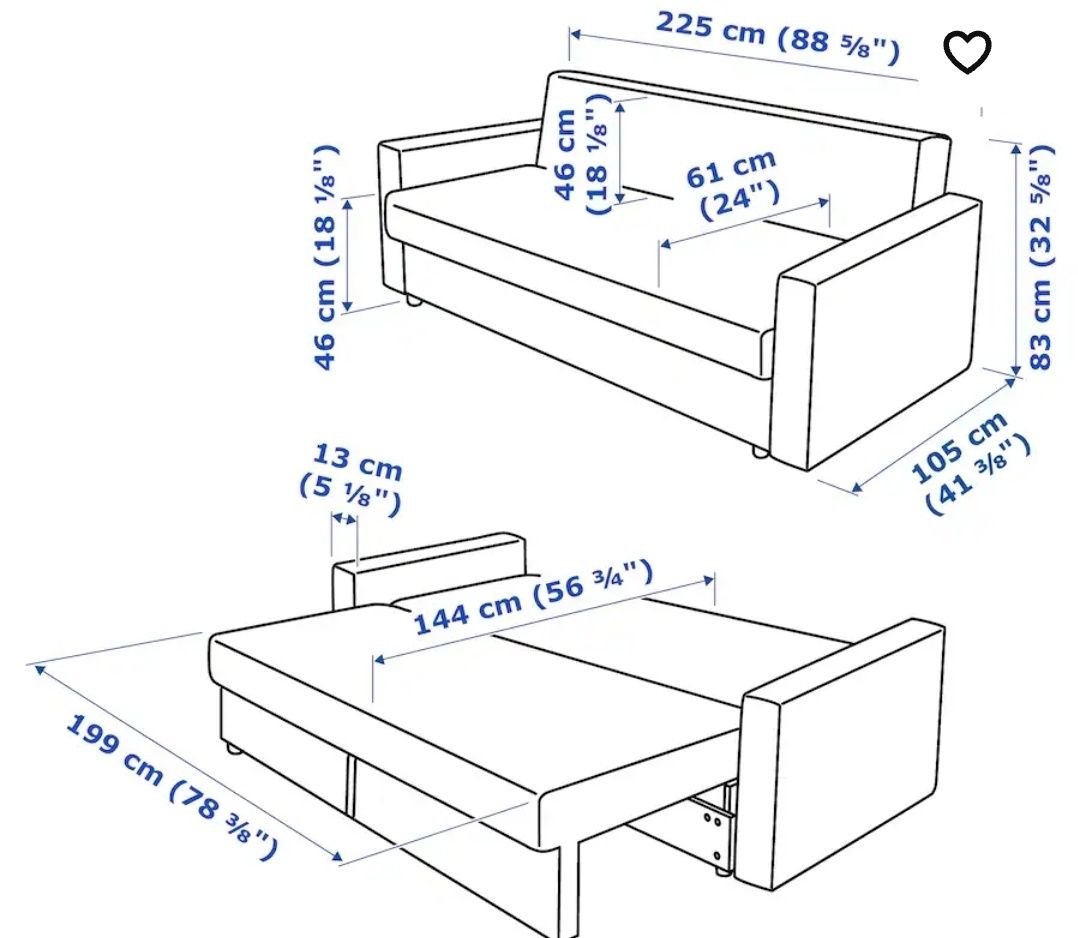 Sofá-cama de 3 lugares, Skiftebo cinz esc