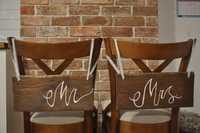 Drewniane tabliczki/znaczniki weselne na krzesła