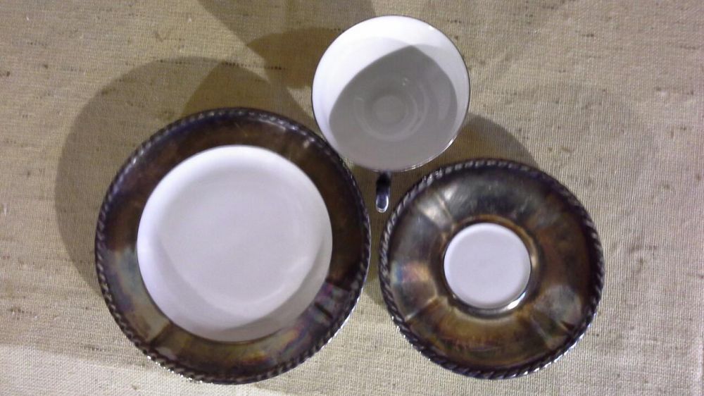 Porcelana srebrzona RW, Filiżanka Dekor Feinsilber, Porcelana Bavaria