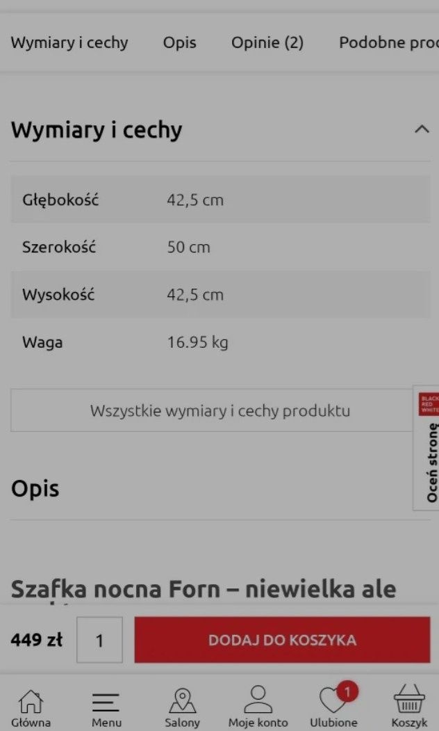 Szafki nocne Black Red White z kolekcji Forn