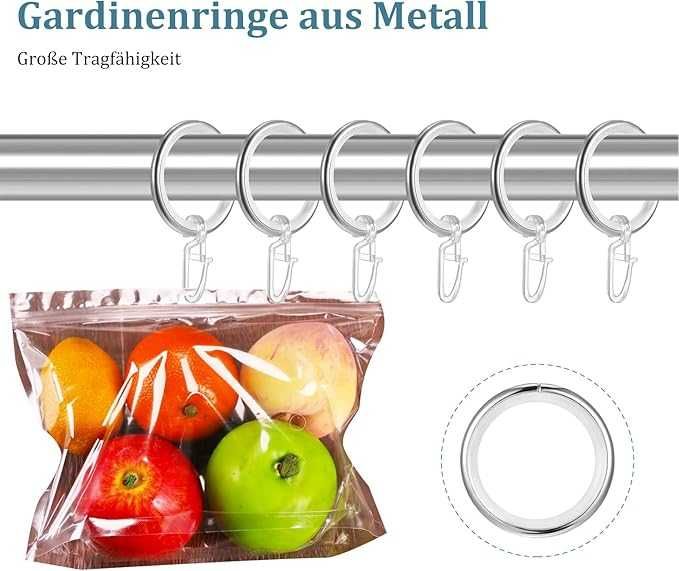 Zestaw 30 metalowych kółek z haczykami do zasłon 30 mm